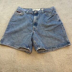 OCI Old College Inn  Jean Shorts Men 34x7 Blue Relaxed Fit Zipper Pockets Logo